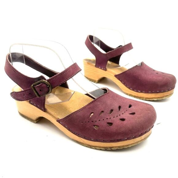 9873/ahorr Vollsjö women's Clogs Made Of Wood Leather/Suede 38/8 - Picture 11 of 11